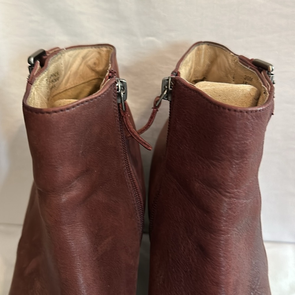 Anthropologie | Biala | distressed | burgundy brown | wedge | 39M/8 | booties - Picture 11 of 16